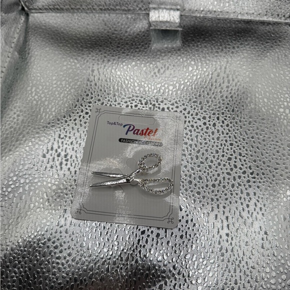 Handbags - Silver Women's scissor brooch